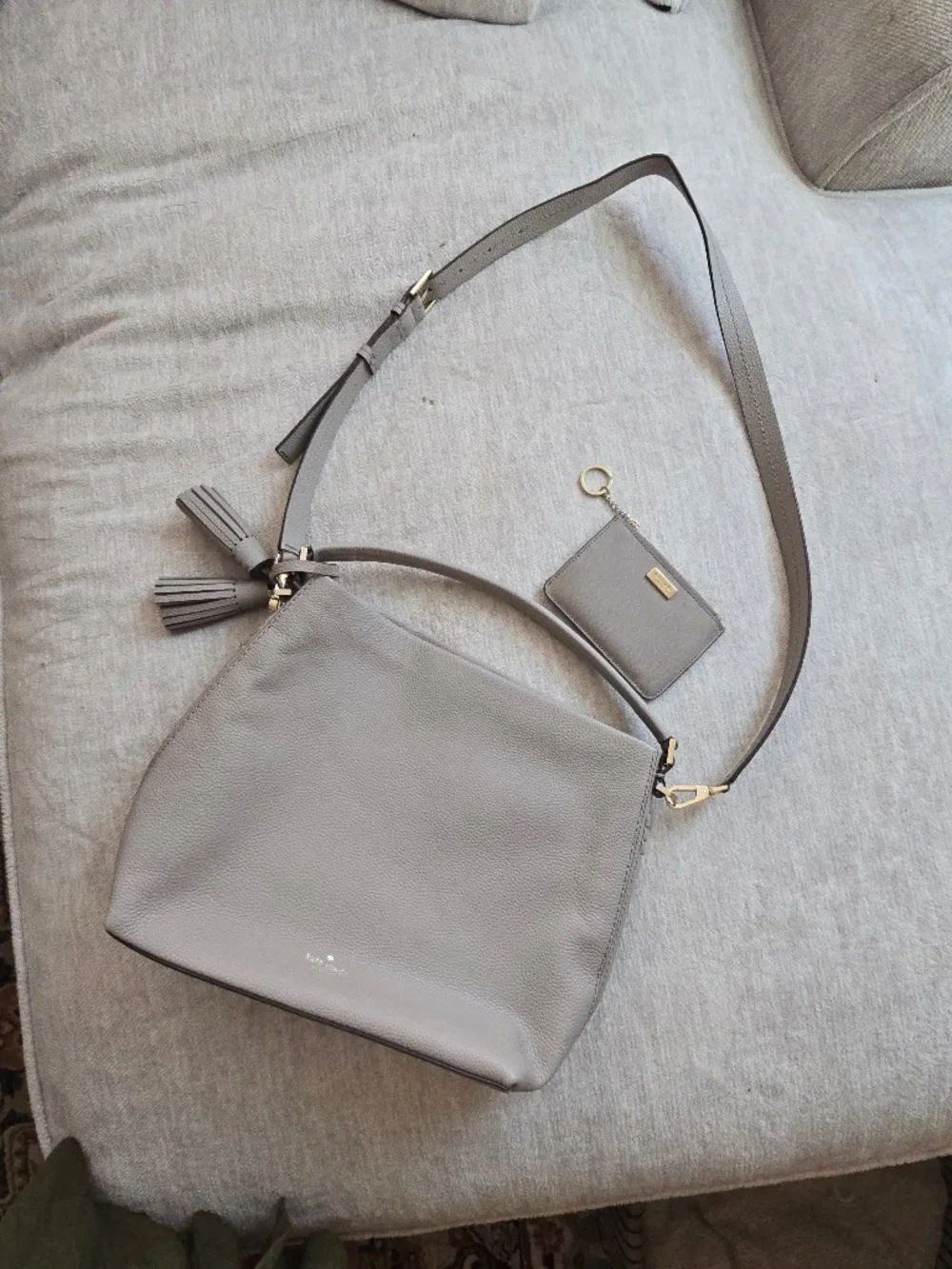 Kate Spade Orchard Street Small Natalya Gray Pebbled Leather Hobo Crossbody Bag